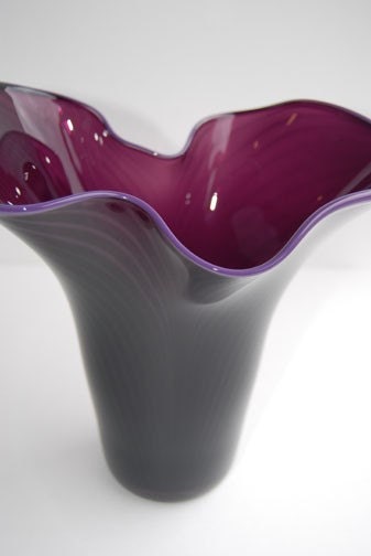 Hand Blown Glass Purple Picked Vase
