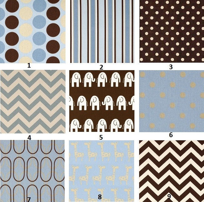 Custom Baby Blue Chocolate and Beige Modern Complete Boutique 2-Piece Crib Bedding Set