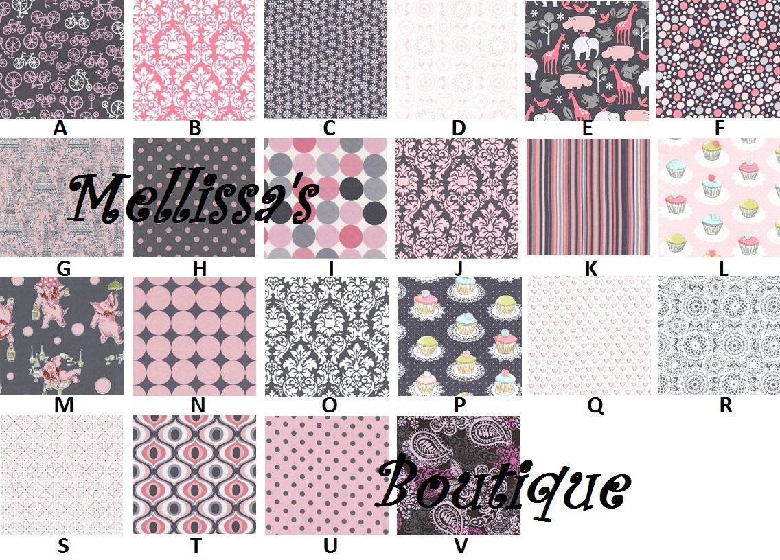 Custom It's A Girl Thing fabrics Complete 4-Piece Crib Bedding Set made with Michael Miller Pink & Grey