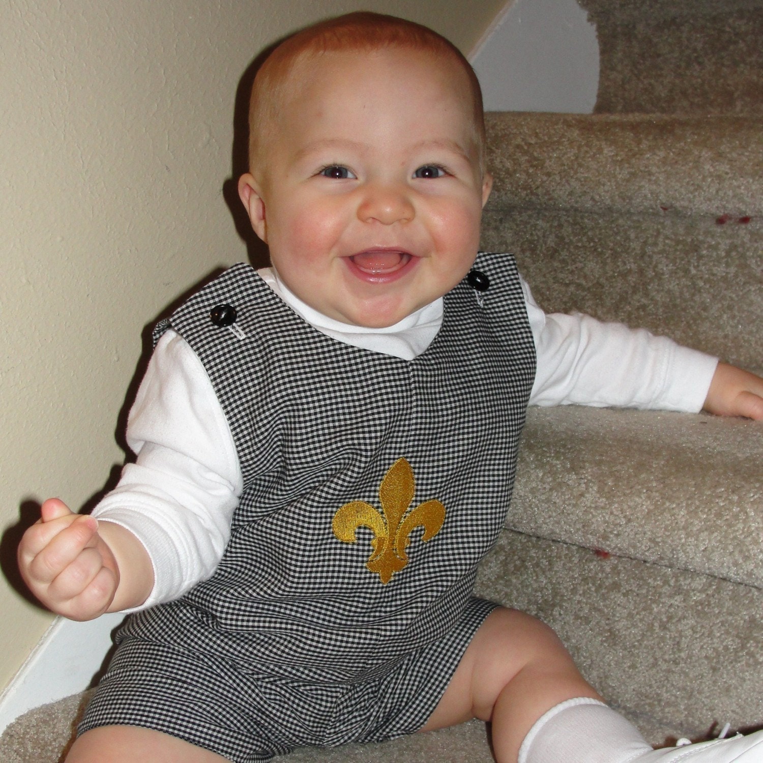 Black and Gold Jon-Jon with Fleur De Lis