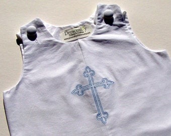 White Jon Jon with Cross for Baptisms and Baby Dedications Ready to Ship