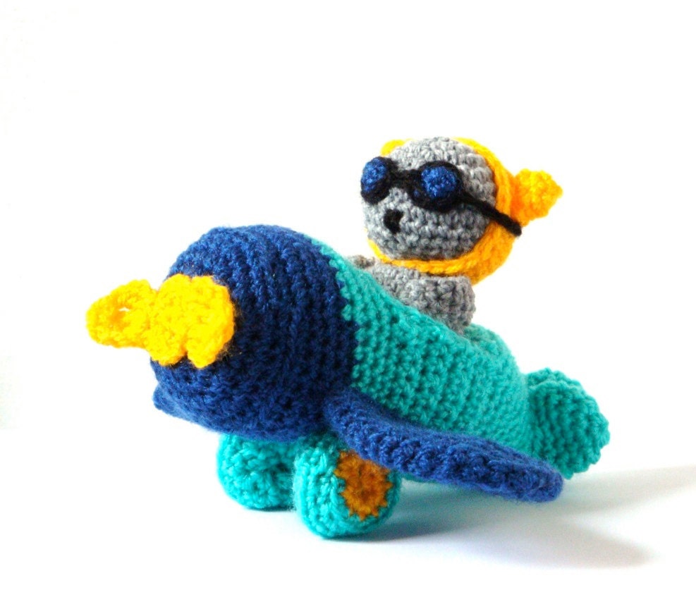 Airplane and Cat Toy - Plane and Cat Plush - Amigurumi