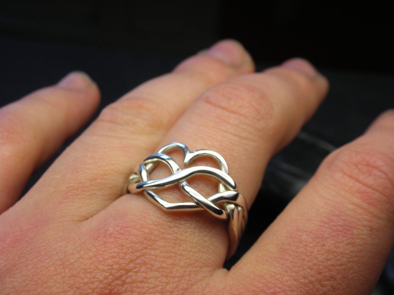 Heart infinity puzzle ring in sterling silver - Handmade to your size