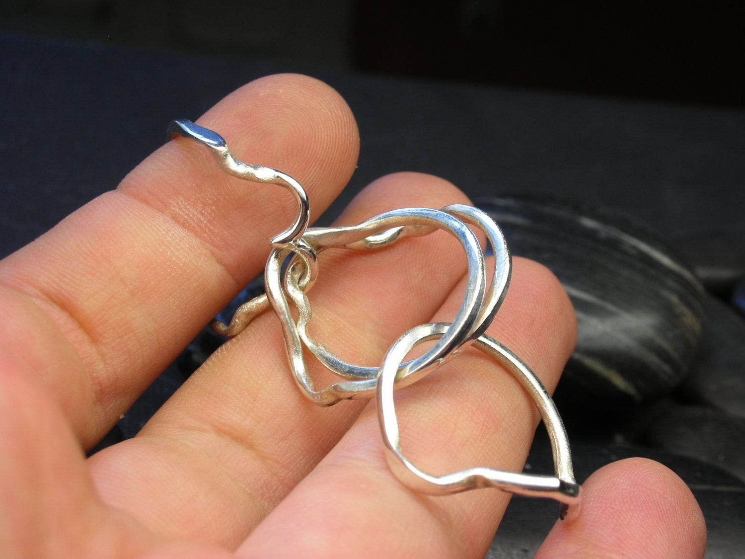 Heart infinity puzzle ring in sterling silver - Handmade to your size
