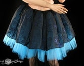 Blue Midnight flower sparkle Extra Long tutu skirt adult -- You Choose Size -- Sisters of the Moon