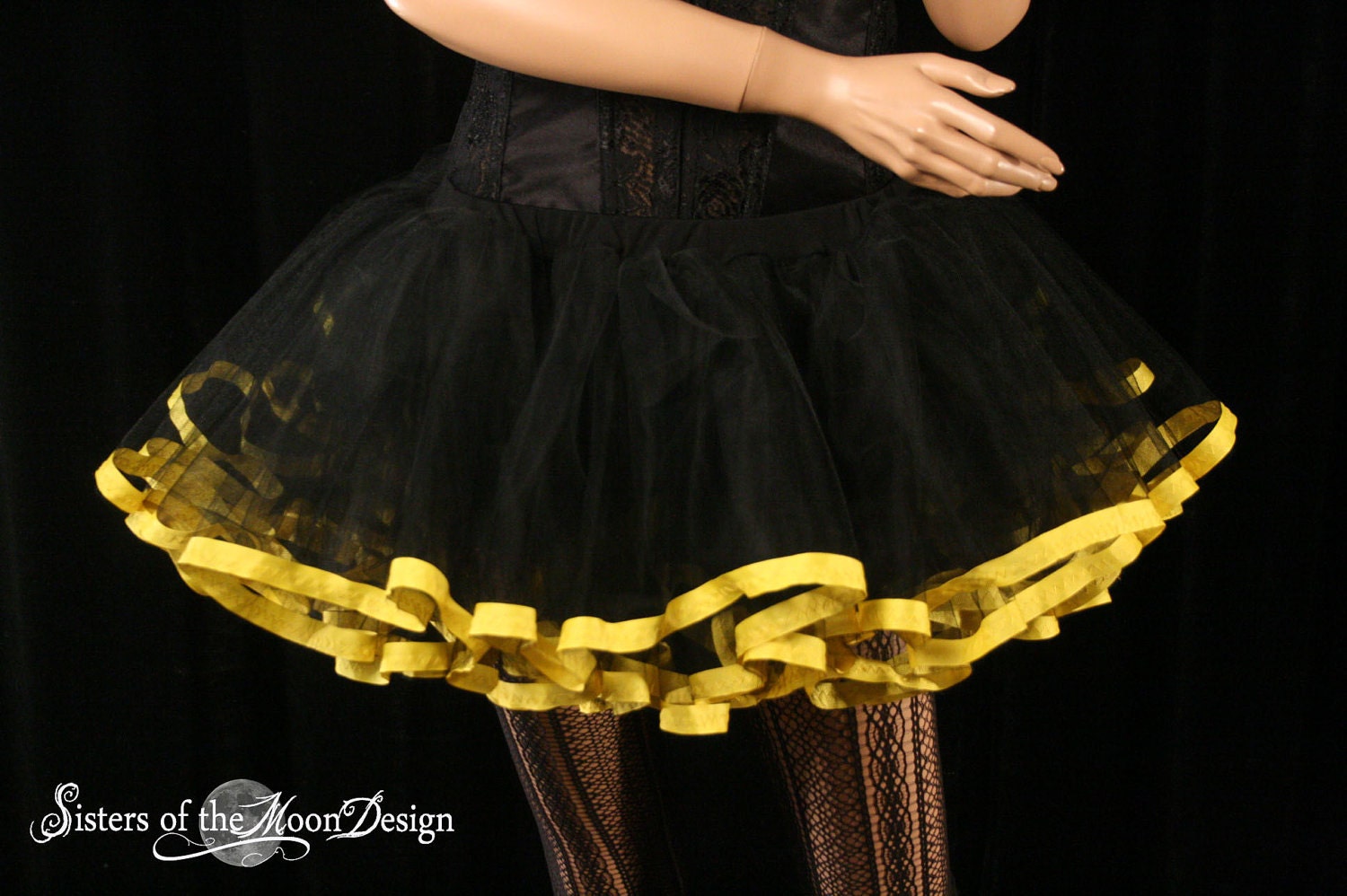 bumble Bee tutu petticoat skirt adult black with yellow trim Halloween costume extra poofy carnival - Medium - Ready to ship OOPS