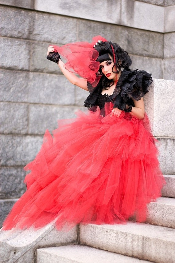 Lydia styled red romantic tutu skirt prom formal floor length -- You Choose Size -- Sisters of the Moon