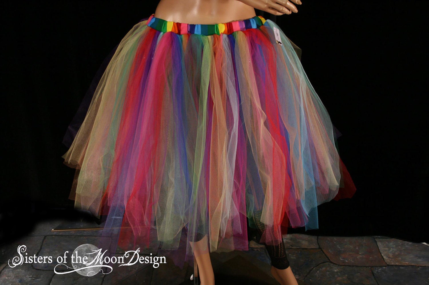 Adult Tutu Rainbow Streamer Knee Length Tutu By Sistersofthemoon 3815