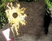 Throw Pillow - Wet Felted Wool/silk The Sun Star Pillow - Home Furnishings by Rebecca Varon