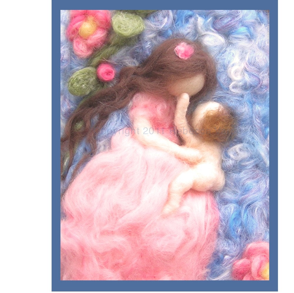 Printed Note Card - My Mother's Face-image from wool painting - printed Greeting Card