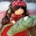 Reserved for Julie - Angel with Baby - Needle felted - Rose Red Fairy Waldorf Steiner inspired by Rebecca Varon