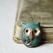 Hoot owl charm- copper patina
