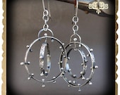 Hoop Earrings Sterling Silver Hoop Earrings Pinned Circles Sterling Silver KINETIC Dangling Earrings