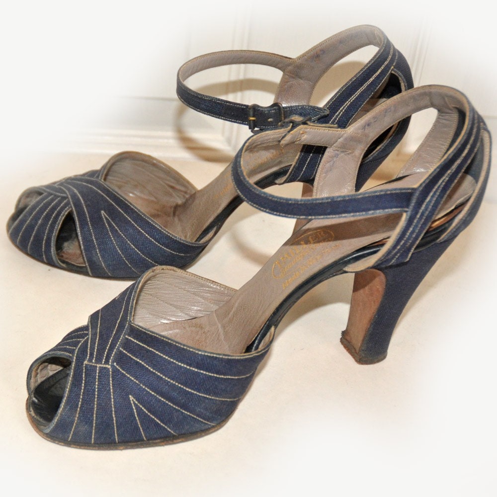 Vintage 1930s I Miller Peep Toe Shoes Sandals by listitcafe