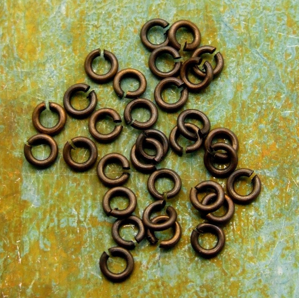 21g - 3mm, Fifty Hand Antiqued Brass Jump Rings