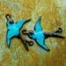 Aged Teal Swallows - Double Ring Connector Bird Charms
