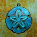 Aged Brass Teal Sand Dollar Charm - Large