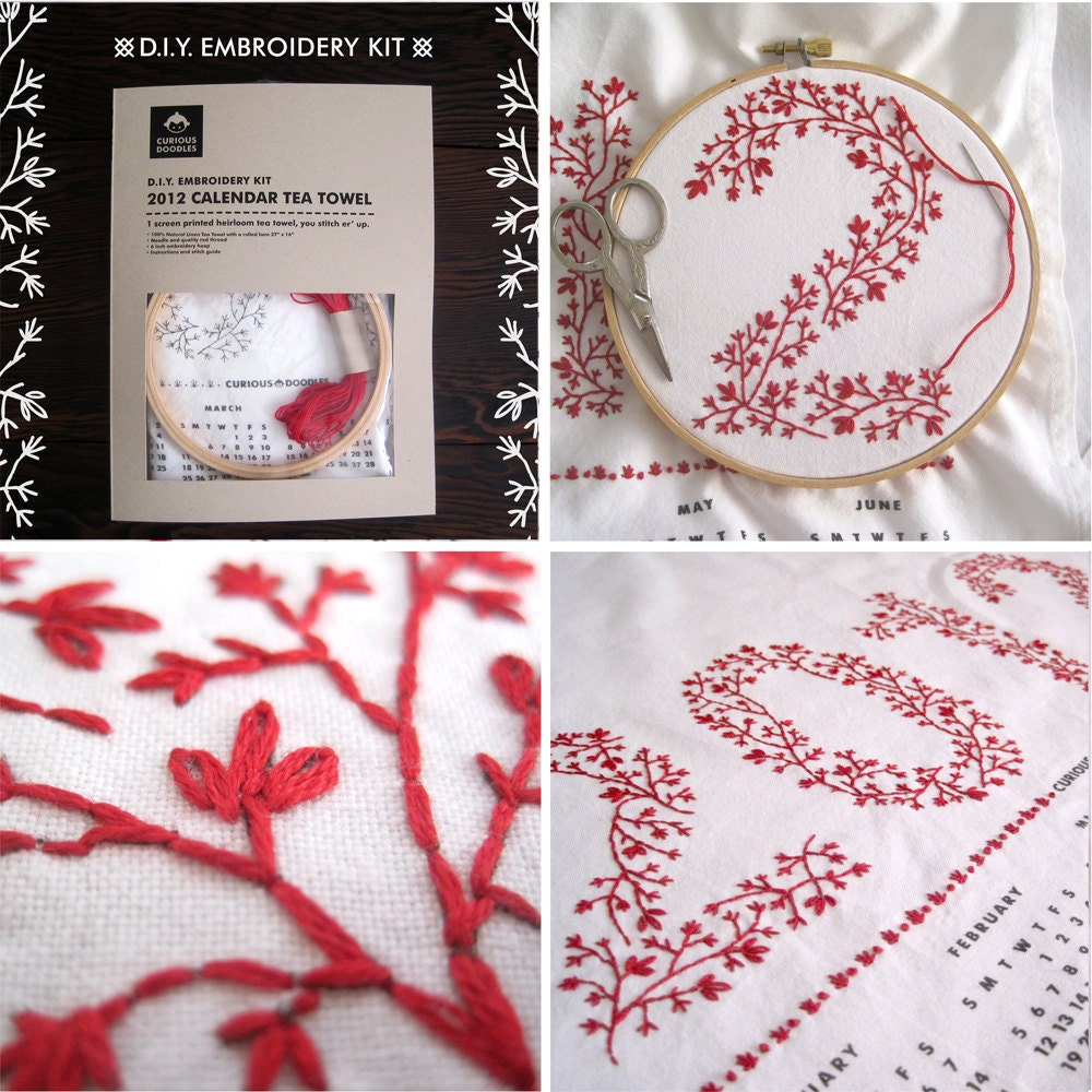 2012 Tea Towel Calendar DIY Embroidery Kit