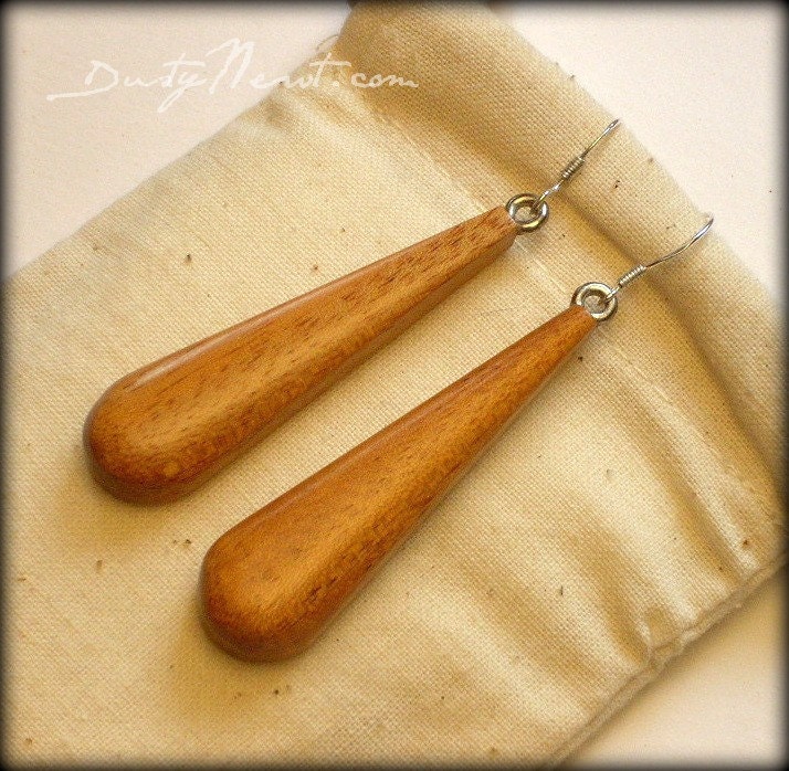 Wood Earrings - Cuban Mahogany - Drop Style