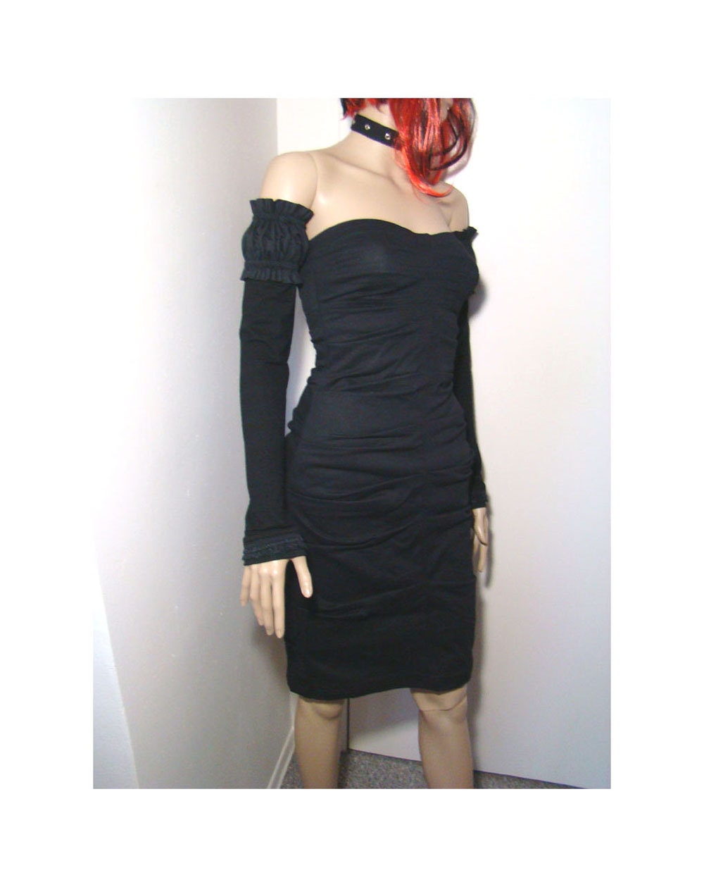 Black PUFF SLEEVE Arm Warmers (3 in 1) Xtra long gloves lace cuff