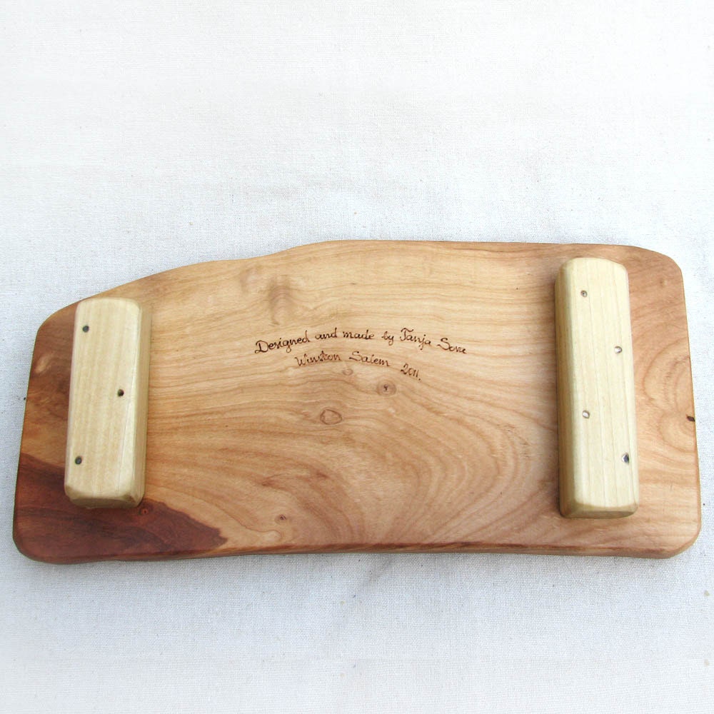 Mandala - Organic Natural Edge Cherry Rustic Wooden Footed Cutting - Serving Board by Tanja Sova