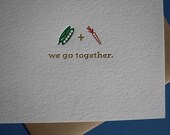 Lettepress, We Go Together, Peas and Carrots card and envelope