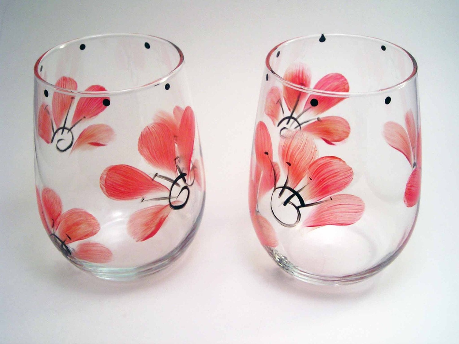 Daisy Stemless Wine Glasses Painted