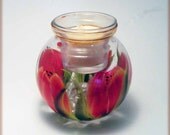 Glass Tulip Votive Holder Painted