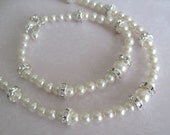 Flower Girl Pearl Rhinestone necklace and bracelet set