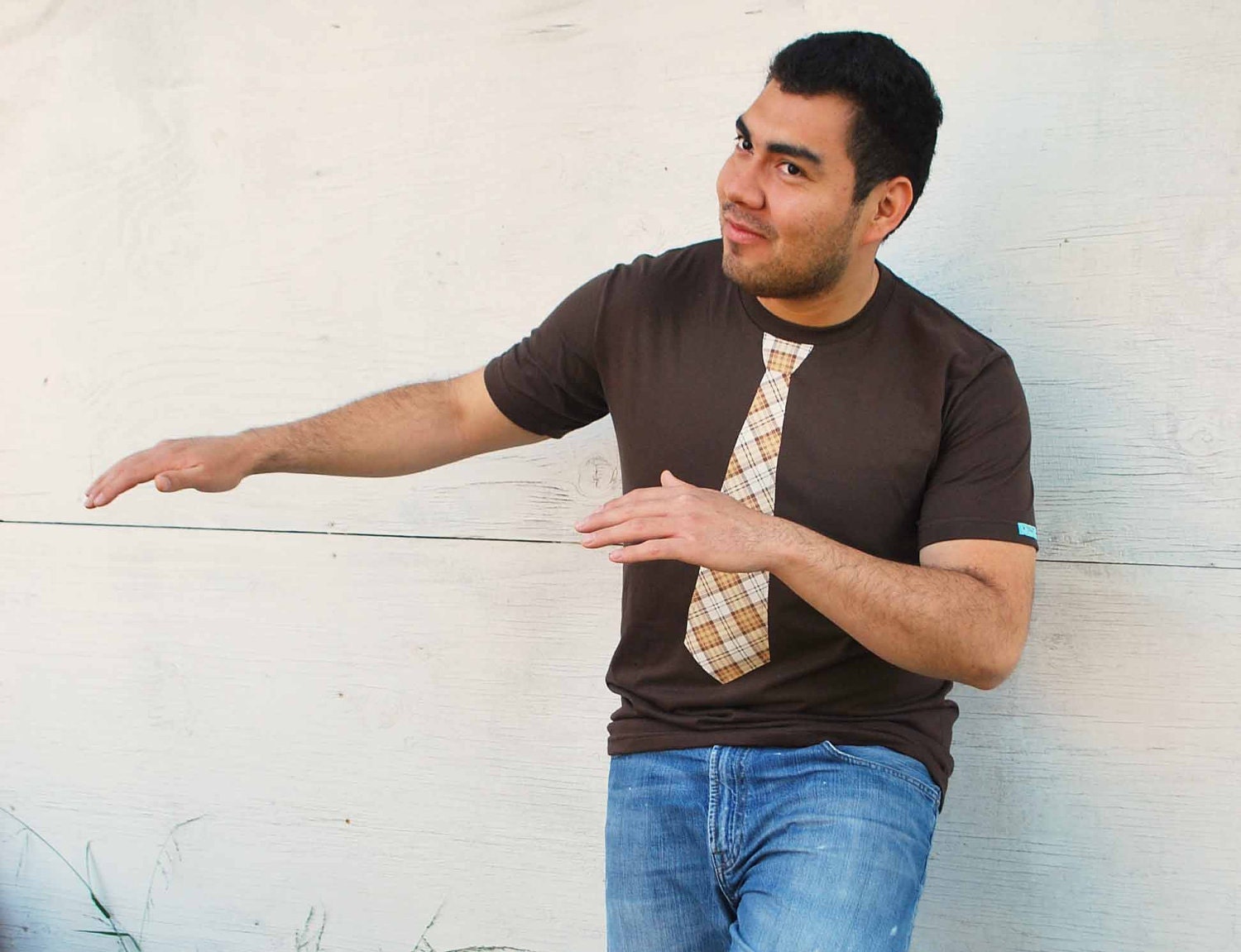 NECKTIE APPLIQUÉD TSHIRT .....soft fine jersey shirt with a necktie applique, various color and styles ........Cute and fun men's shirt
