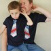 As seen on The Today Show..FATHER and SON   gift set....... fine jersey Navy t-shirt with a Nautical   Stripes NECKTIE appliqué