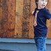 2T........NAVY fine Jersey T-shirt with an ORANGE PLAID neck tie applique ........... COMFORTABLE AND TRENDY