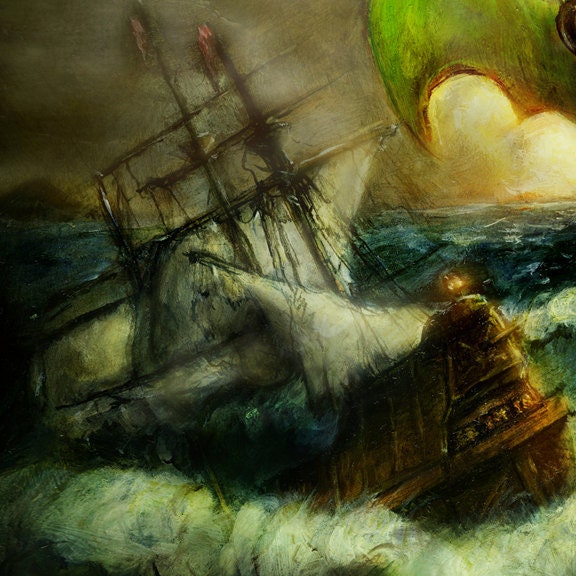 Robo Cthulhu Rises and Totally Wrecks some Stupid Ship fine art print 8x10