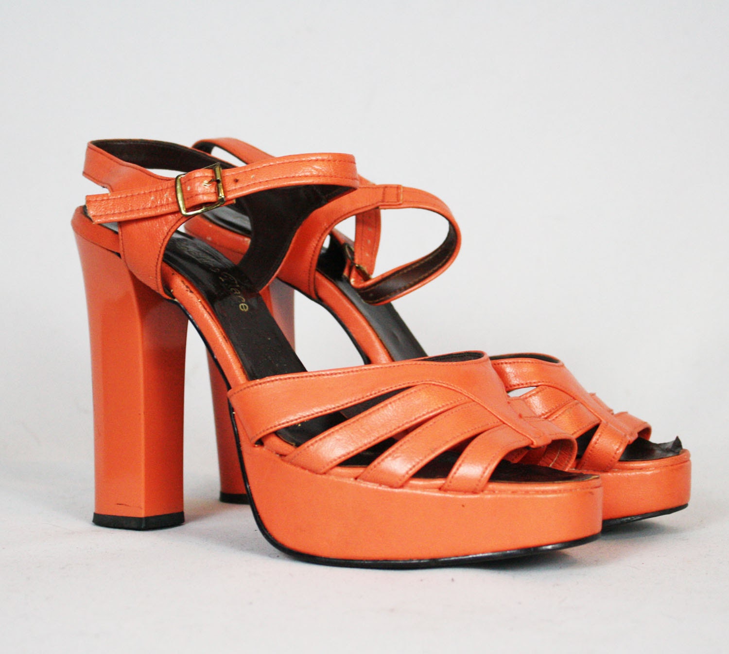 70's Vintage Glam Rock Orange Platform Shoes