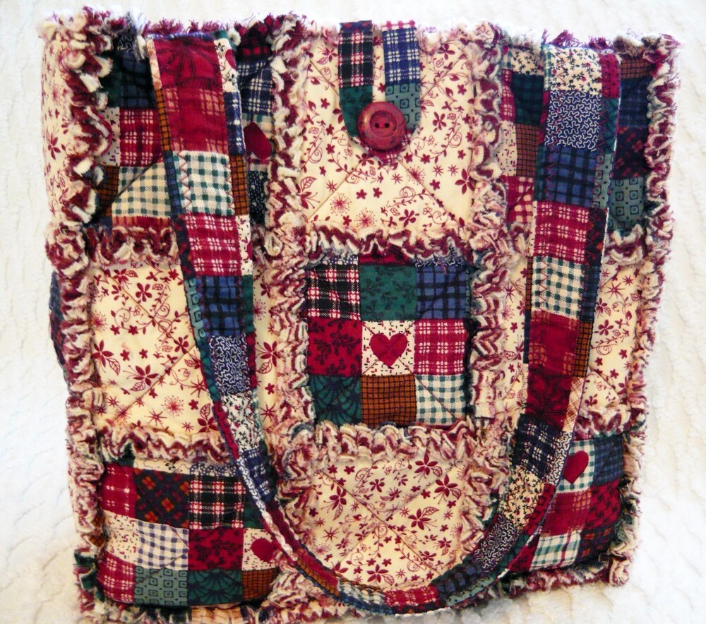 Country Patchwork and Flowers Rag Quilt Tote / by RagQuiltsbyJulie