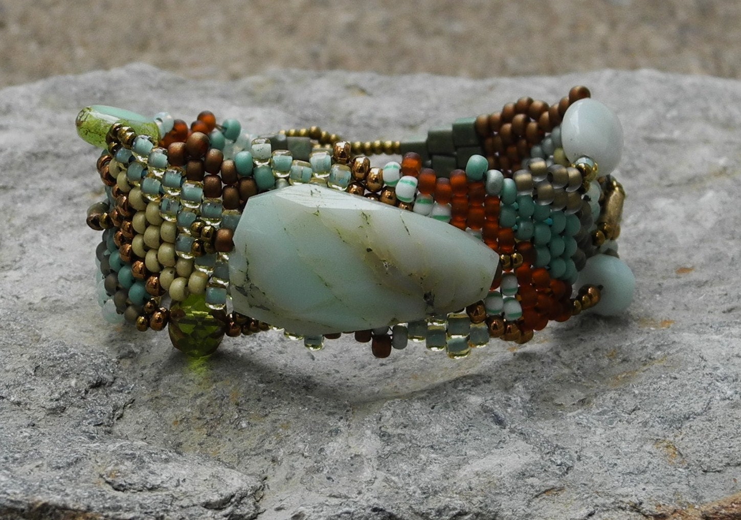 Beautiful - Free Form Peyote Stitch Opal Beaded Bracelet