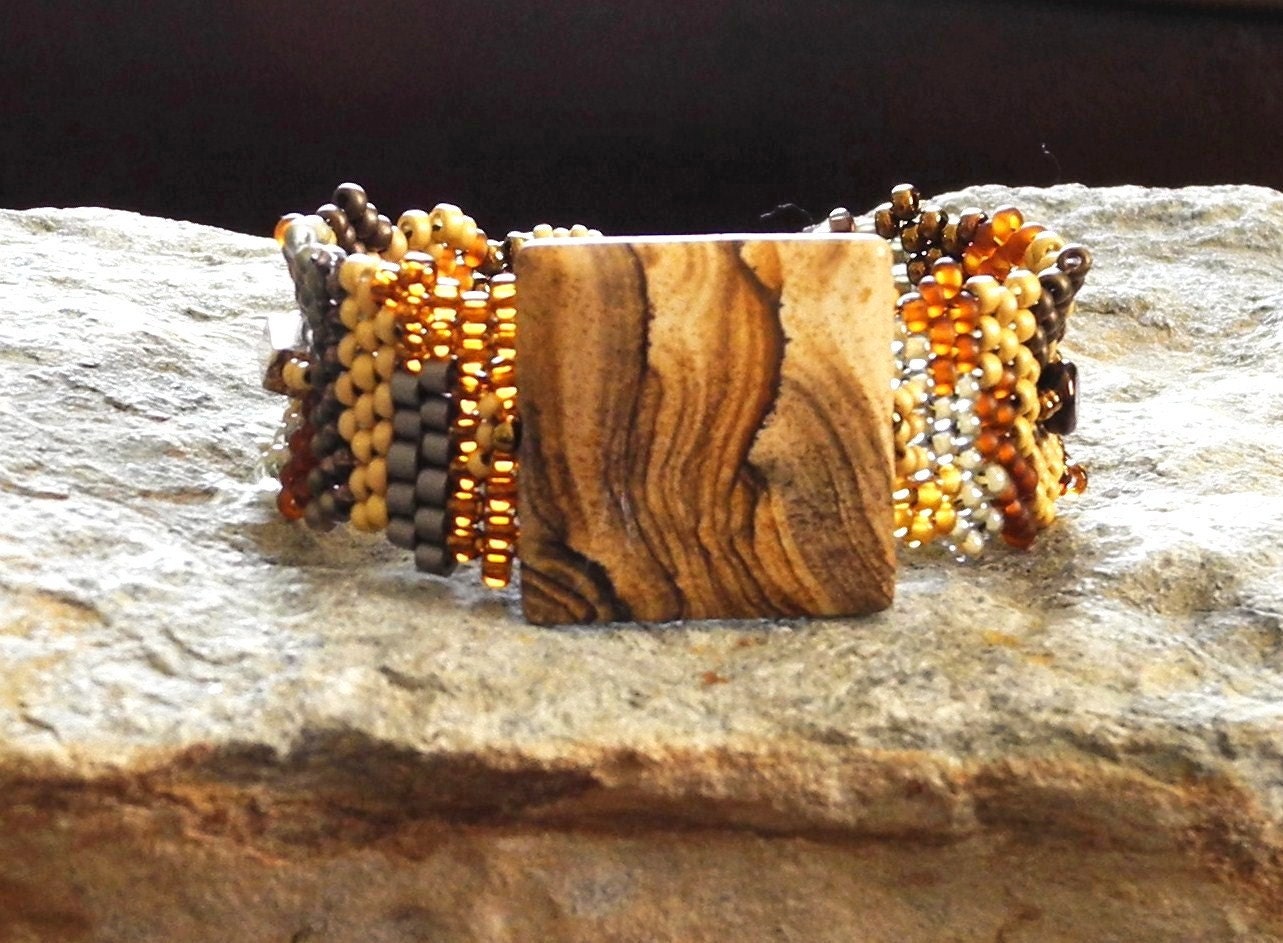 Free Form Peyote Stitch Beaded Bracelet - Winds of Change