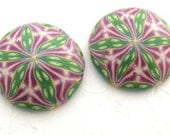 Cabochons Round Purple Green White