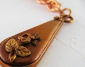 Copper Brown Gold Polymer Pendant Applique Teardrop