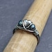 Tiny Heart Peacock Pearl Oxidized Sterling Ring - Size 6