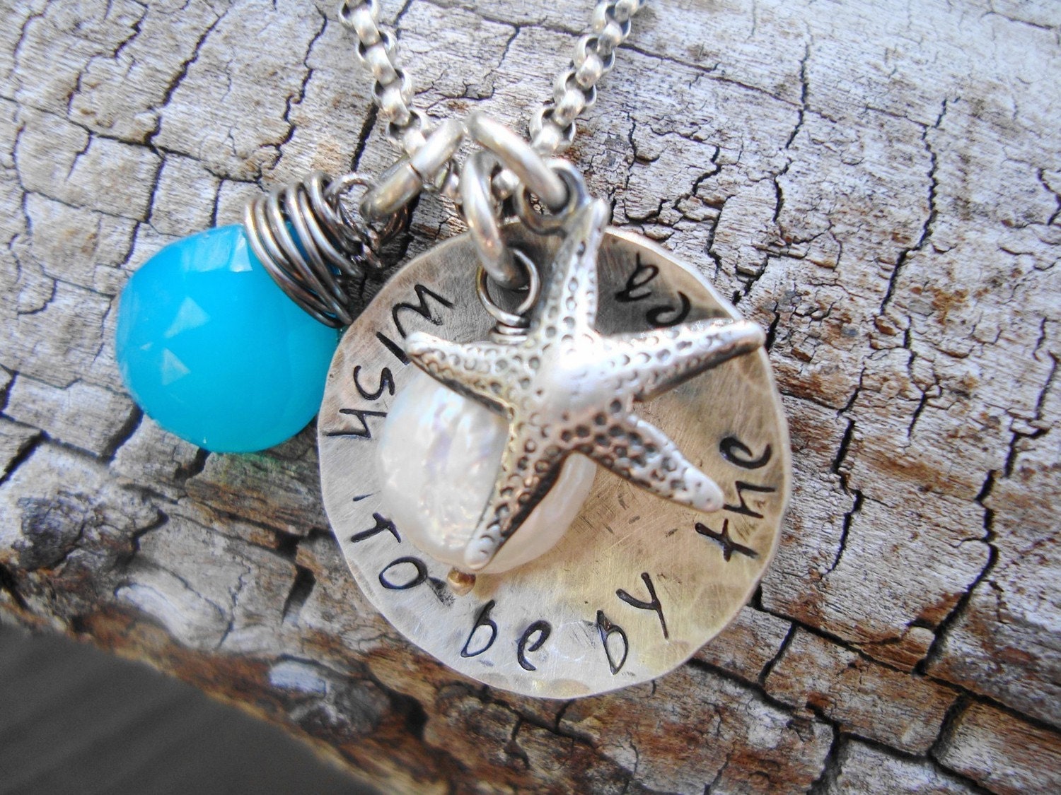 by the sea...handstamped beach necklace