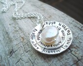 personalized hand stamped mothers necklace.. hand stamped domed necklace.. cupped necklace.. personalized mommy jewelry