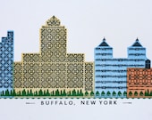 Buffalo skyline letterpress print