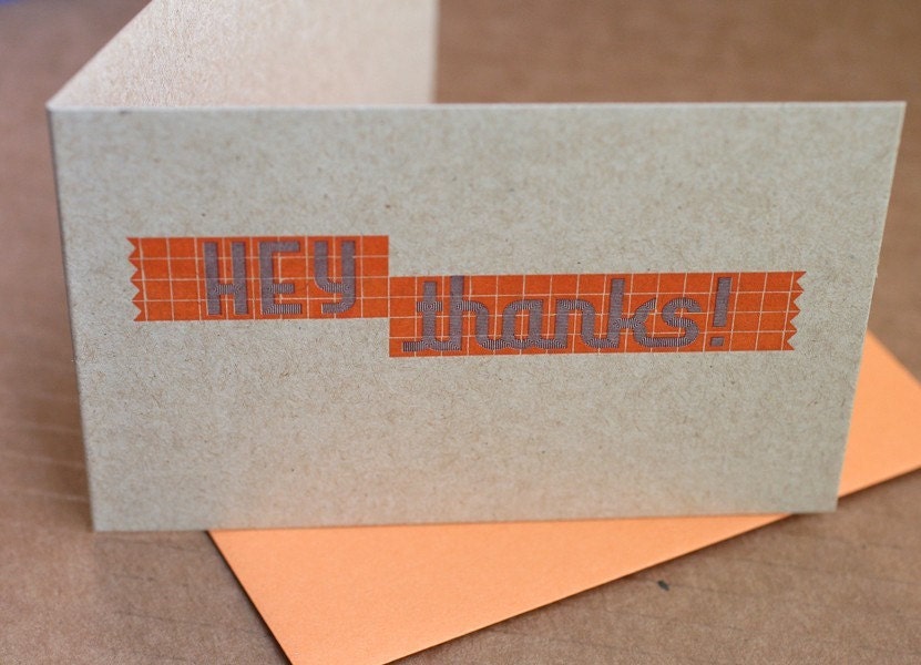 HEY THANKS letterpress card