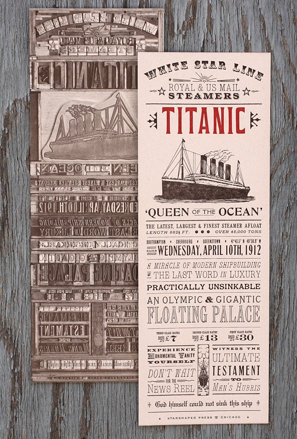 Titanic letterpress print