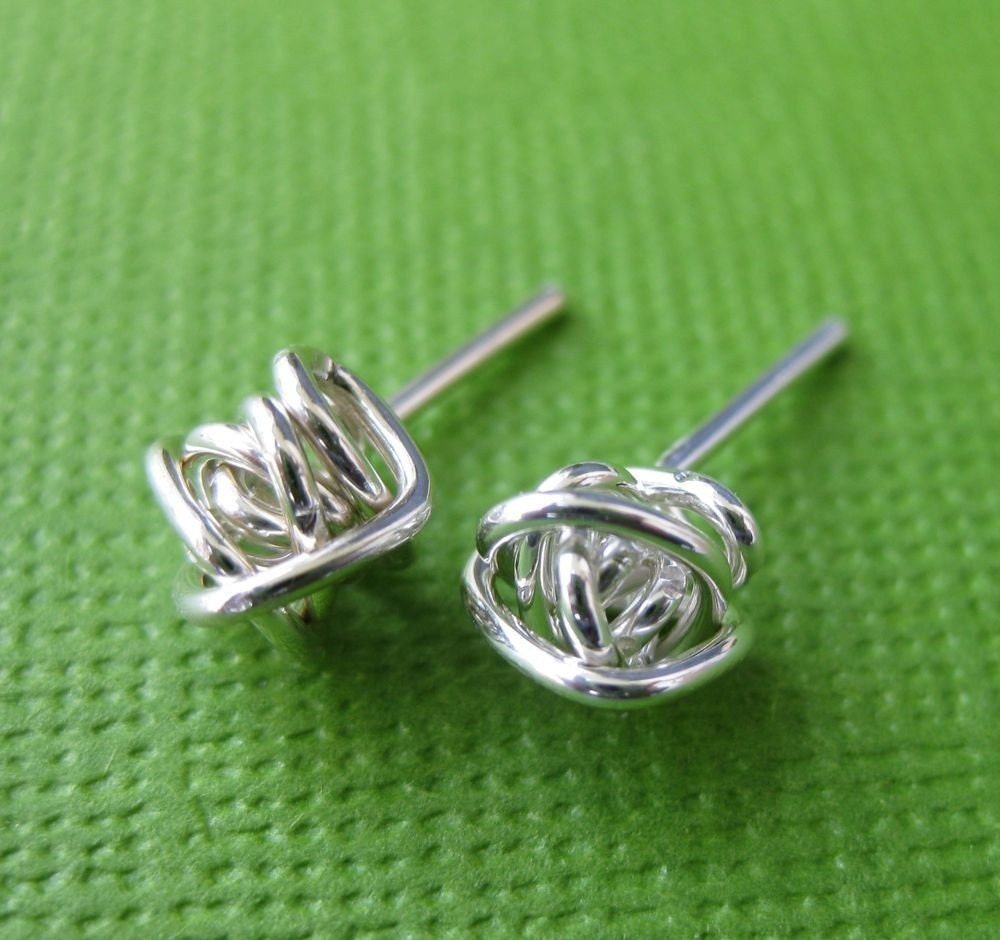 Wire Knot Silver Stud Earrings - Handmade Silver Jewelry - Post Earrings, Best Seller, Most Popular Jewelry