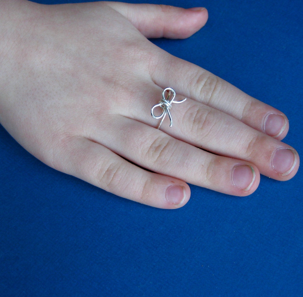 Sterling Silver Bow Ring, Handmade Ring, Wire Ring