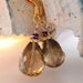 Honey Faceted Beer Quartz Vintage Metallic Purple Seed Bead Gold Vermeil Earrings