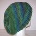 Wool/Acrylic Knit Ski Hat/Beanie - Variegated Greens & Blues