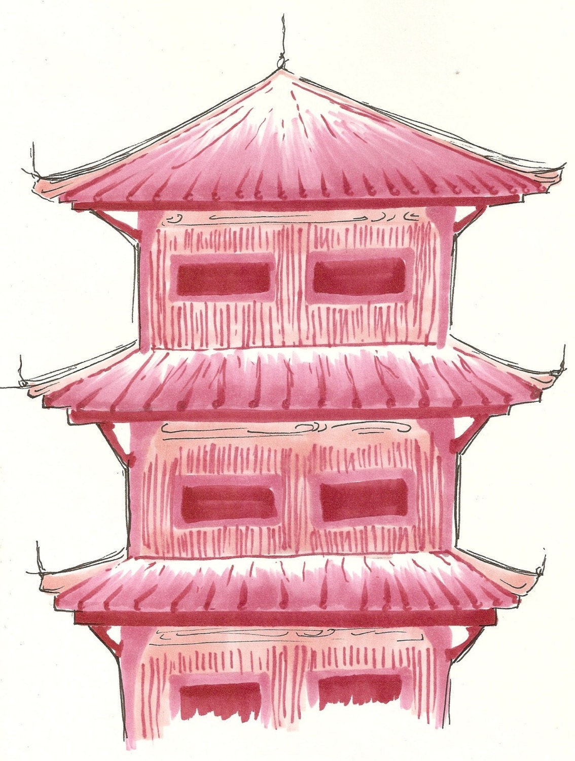 japanese pagoda drawing